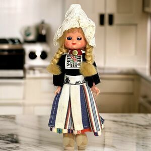 Doll- Dutch Girl Doll Wooden Shoes Plastic Doll 1980s 6 Inches  Vintage